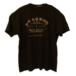 Playboy tshirt mens 2XL XXL black short sleeve bunny logo graphic crew neck